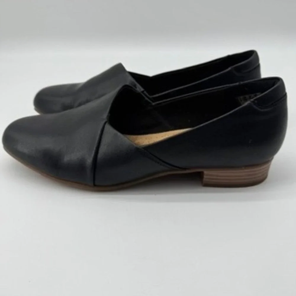 Clarks Juliet Palm Loafers 10 Wide Leather Slip On Low Block Heel Shoes Ortho